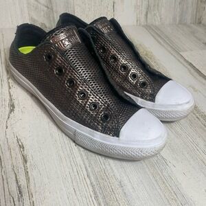 Converse Chuck Taylor 2 Lunarlon Low Top Woven Metallic Leather Sneakers size 9